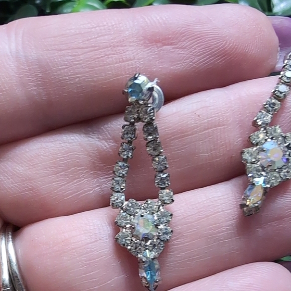 Elegant Silver and Drop Earrings with AB Crystals - Picture 9 of 9